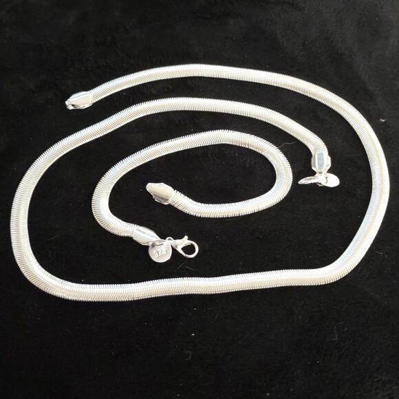 925 Sterling Silver Necklace & Bracelet Set Snake Chain Christmas Birthday Gift